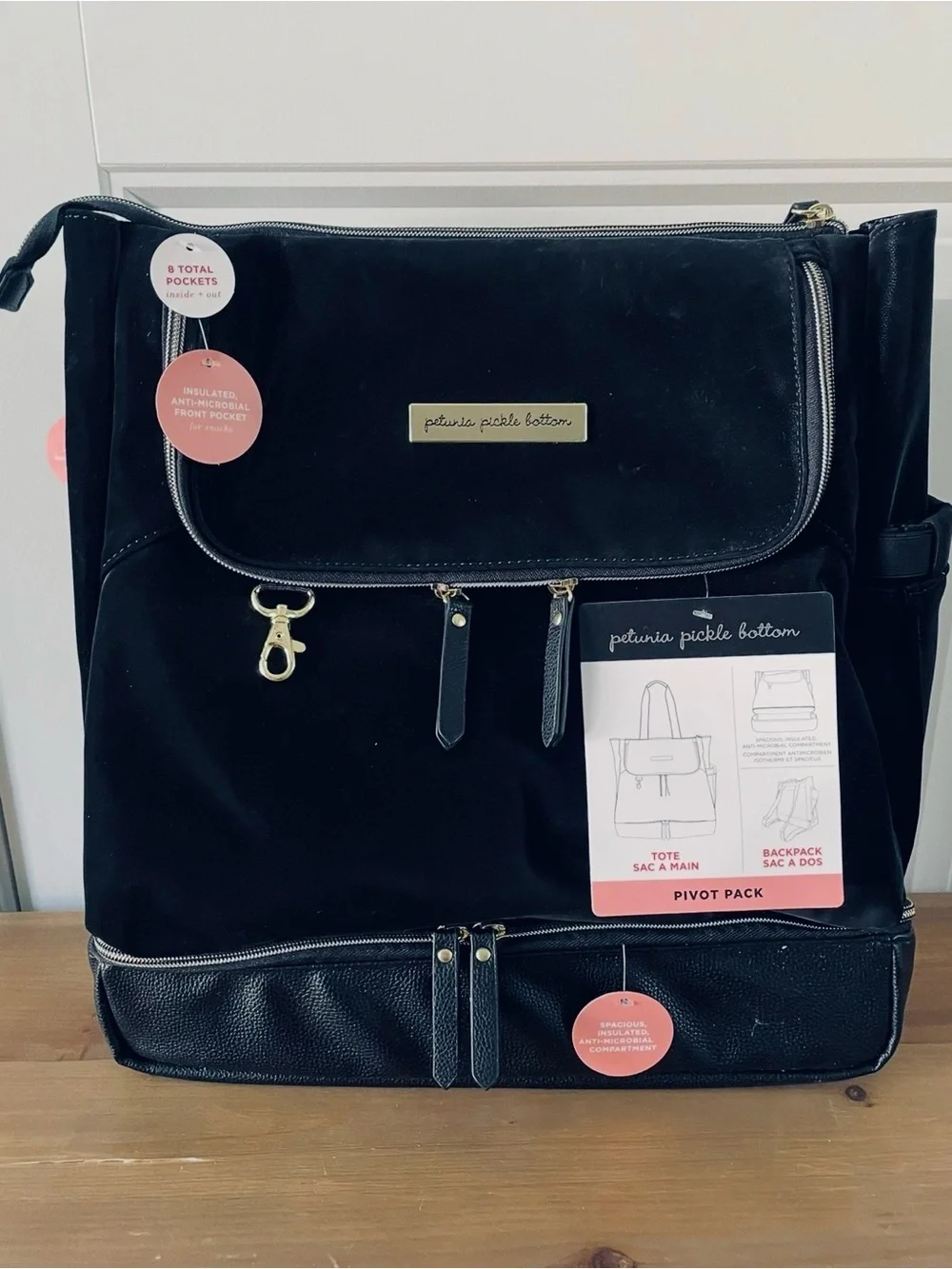 Petunia Pickle Bottom Black Pivot Pack Convertible Tote-Backpack